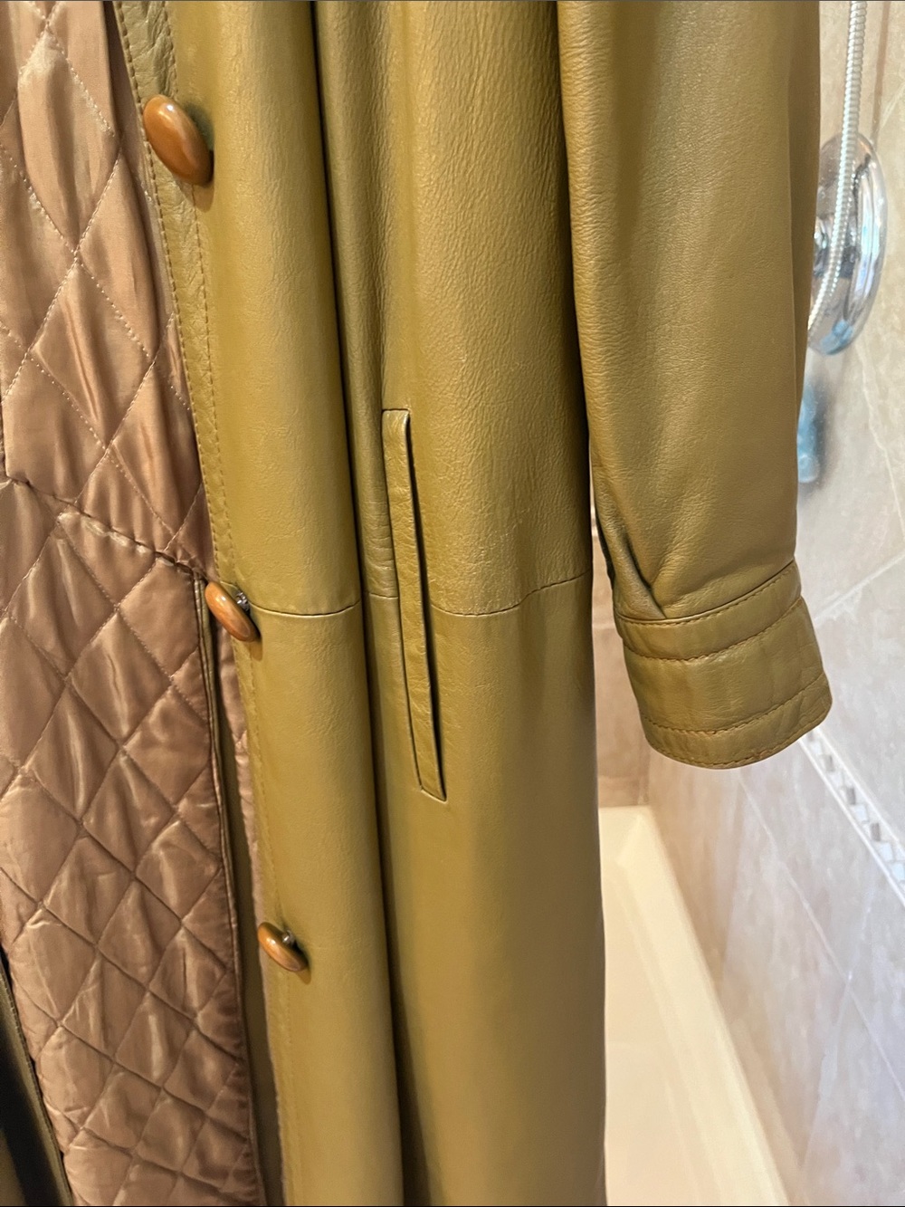 Dior Olive Green Leather Trench Coat - Picture 8 of 9